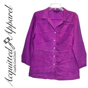 Lafayette 145New York 3/4 Sleeve Button Up Linen  Shirt Blouse